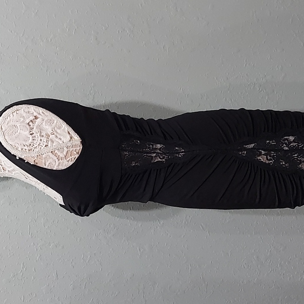 Y2k studio Y Maurices stretchy black dress with sheer lace sides size s